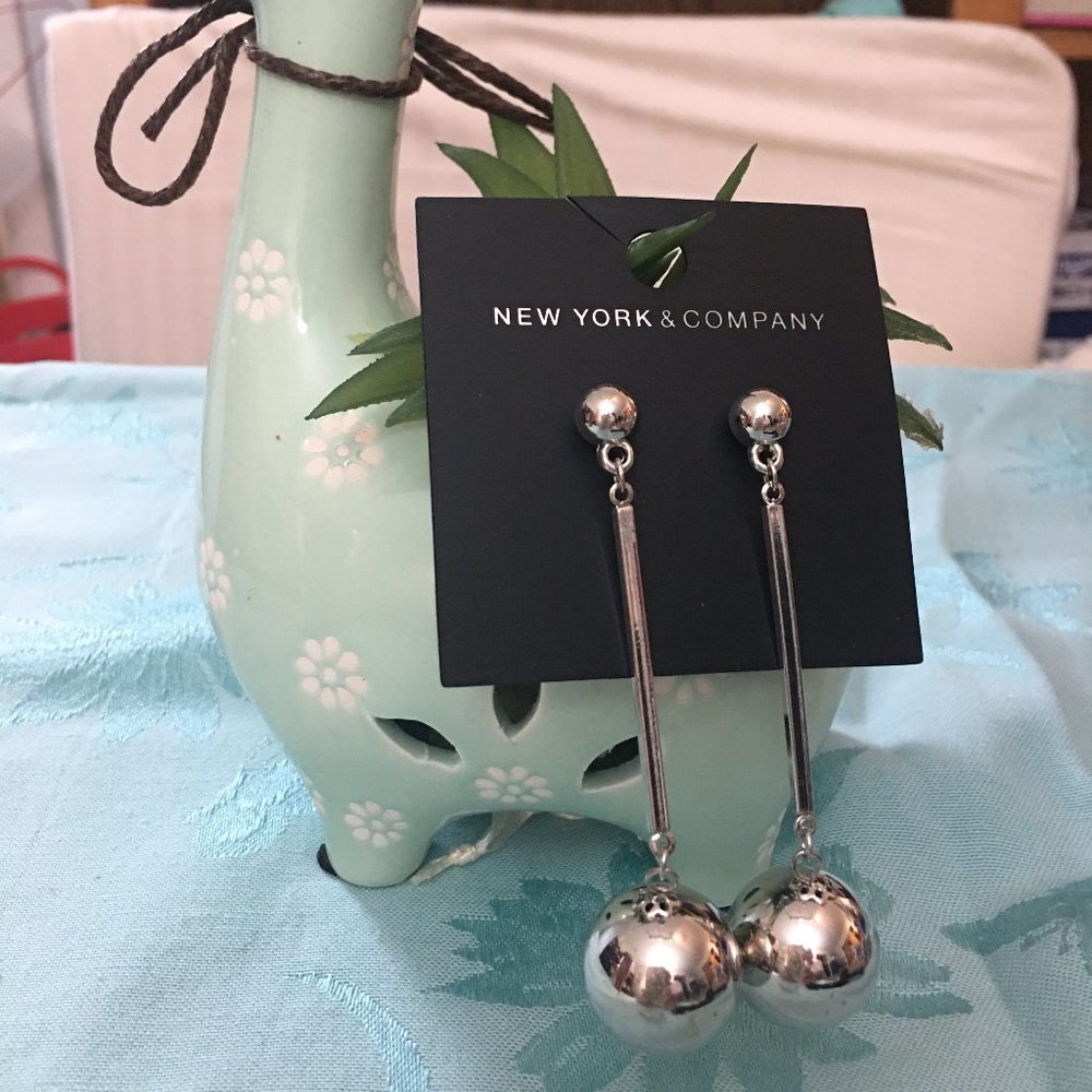 New York & Company Silvertone Dangle Earrings NWT